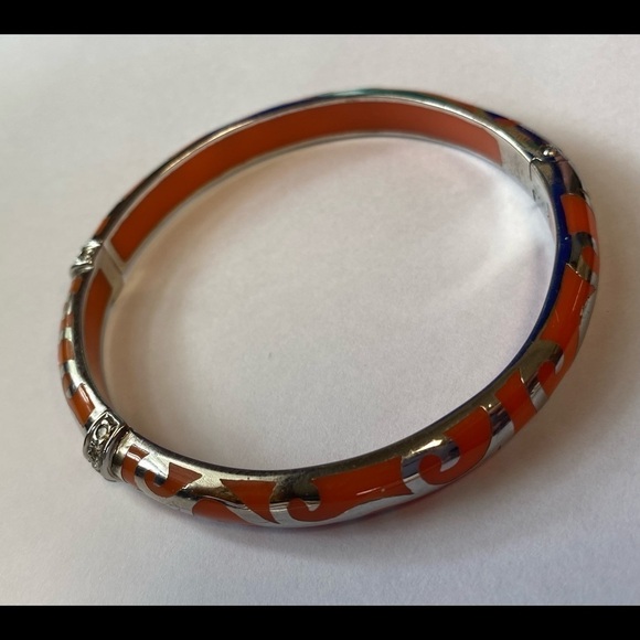 Angelique de Paris Veranda Orange Resin Sterling Silver Bracelet With CZ - Picture 4 of 10